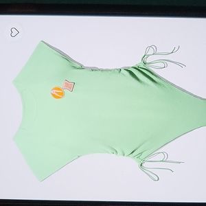 70s Ruched Terry Thong Teddy  Size XL  Miami Green (Fits like Large)